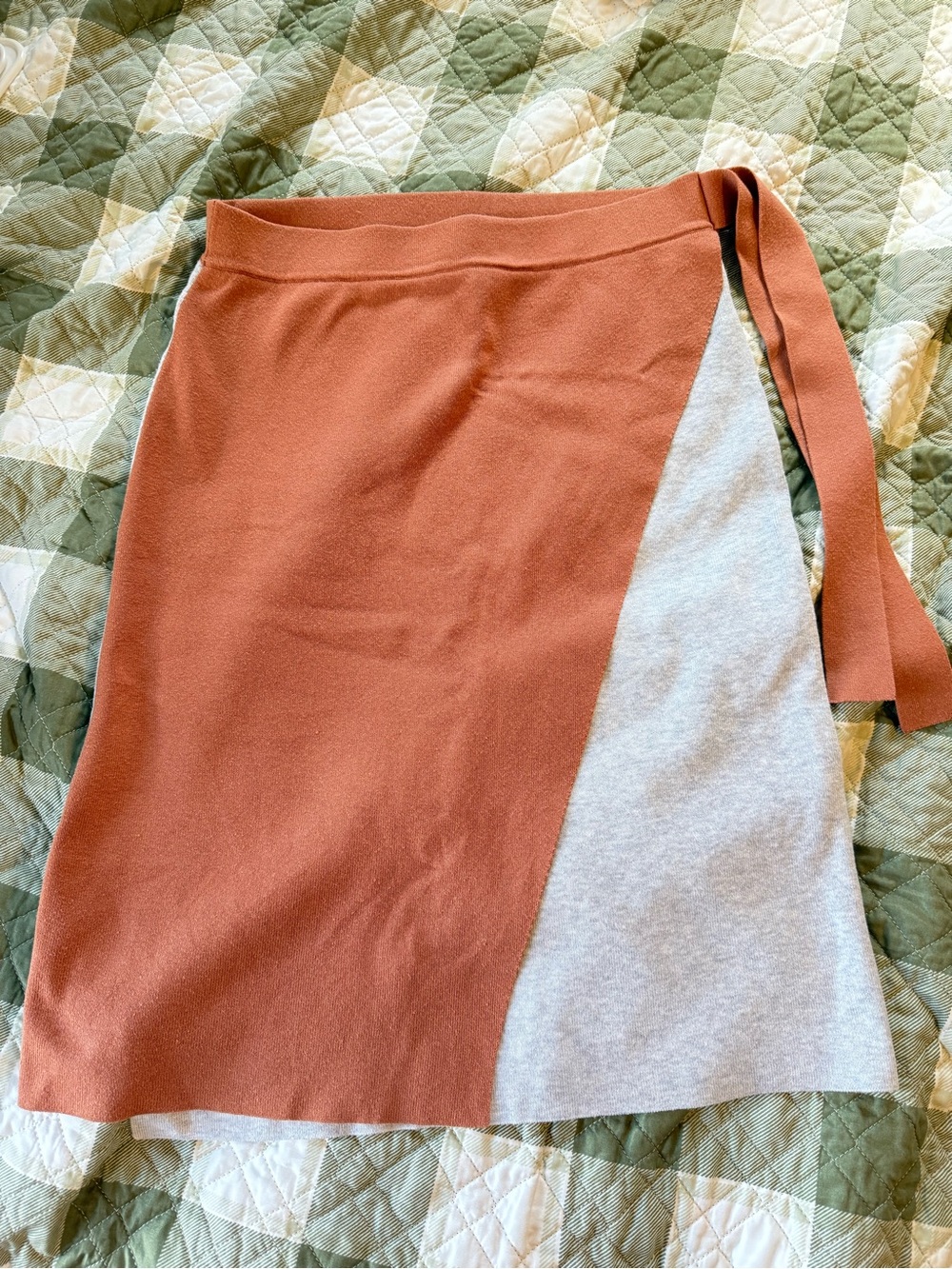 Roolee Rust and Light Gray Colorblock Wrap Skirt